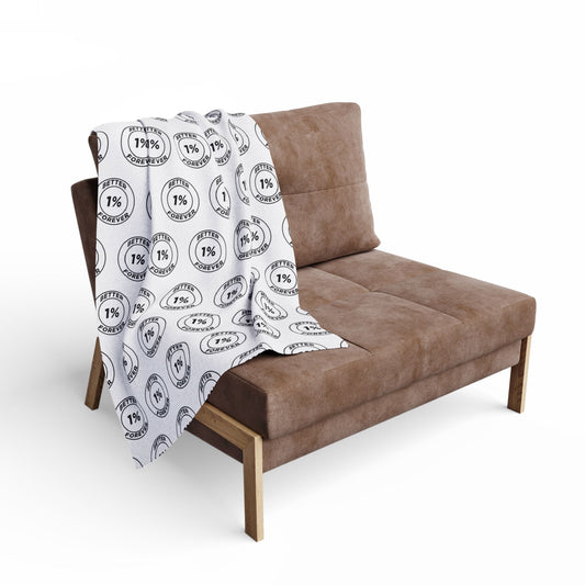 Fleece Blanket — Repeating '1%' Circle Emblem Pattern