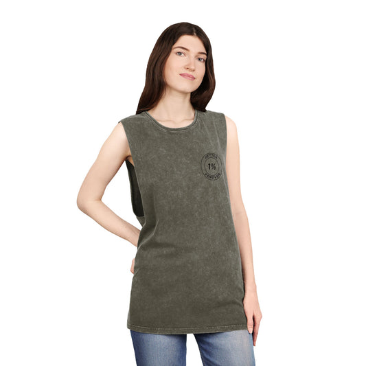Stonewash Tank Top — Minimal 'Dedicated Toward Continuous Improvement' Muscle Tee
